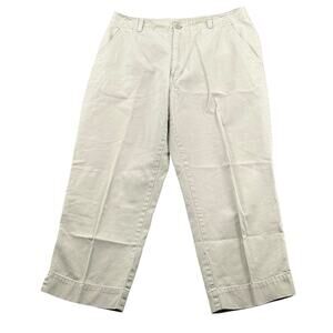 St Johns Bay Pants Womens 12 Beige Khaki Chino‎ Slim Tapered Crop 100% Cotton